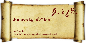 Jurovaty Ákos névjegykártya